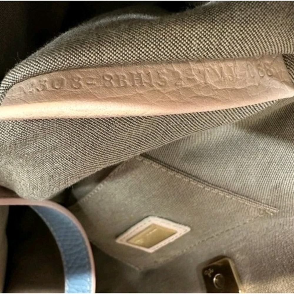 FENDI Zucchino Canvas Small  Shopping Handbag Tote Beige Blue Yellow Dustbg Rare - Picture 15 of 17